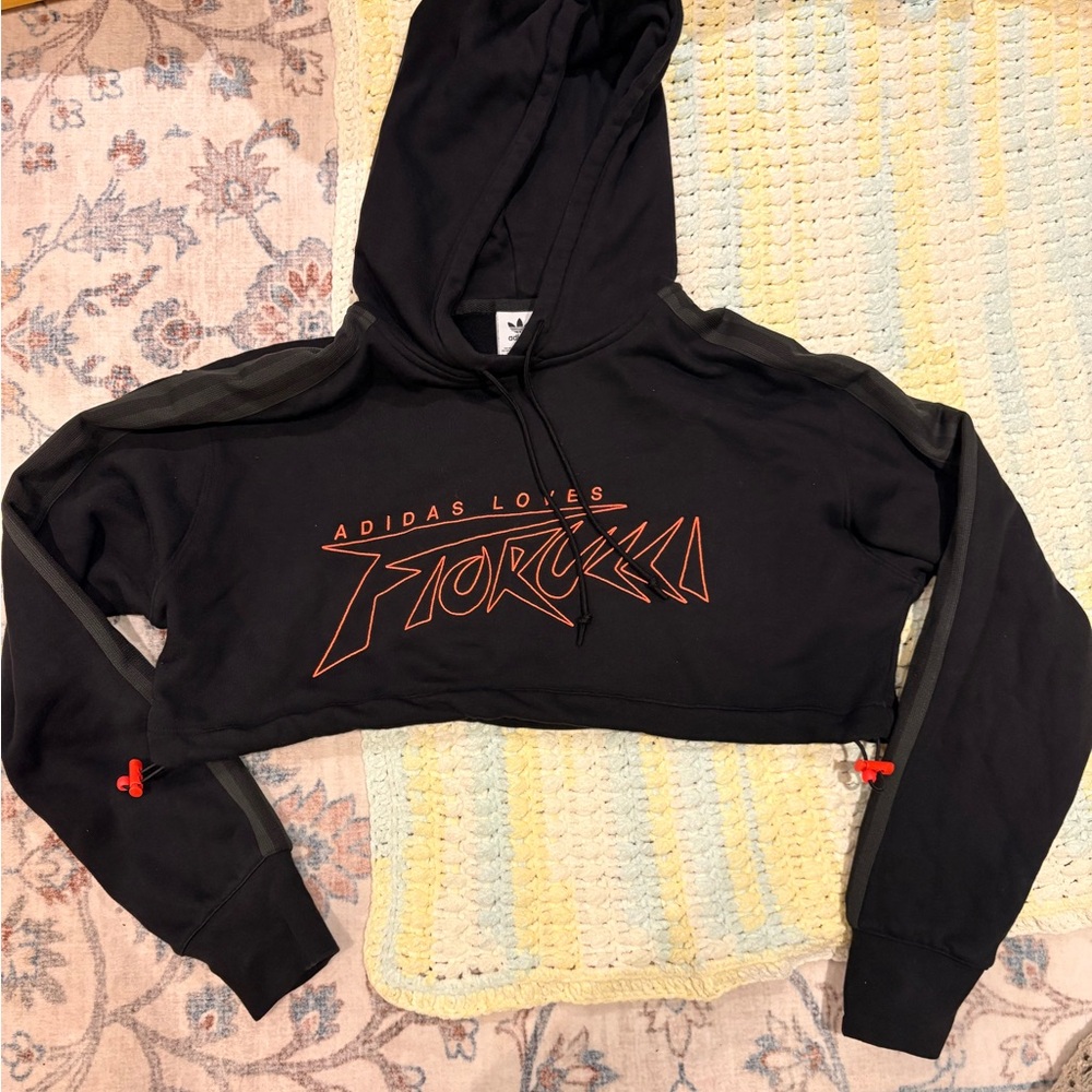 Adidas x Fiorucci Black Cropped Hoodie